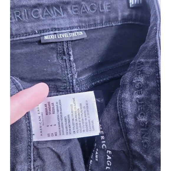 American Eagle Hi-Rise Jegging Distressed Black Jeans Women's size 4 Regular - Picture 7 of 8